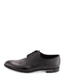 Saffiano Leather Lace-Up, Black