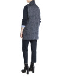 Notch-Collar Glen-Check Vest, Navy