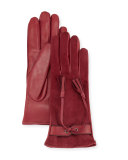 Leather & Suede Tassel Gloves, Malva