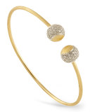 Tennis 18K Yellow Gold Bangle with Diamond Caps