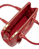 Saffiano Double-Zip Mini Crossbody, Red (Fuoco)