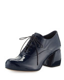 Lu Patent Block-Heel Oxford, Royal