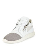 Double-Zip Lace-Up Trainer Sneaker