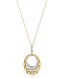 Liberté Oval Drop Pendant Necklace with Diamonds in 18K Gold
