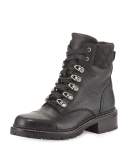 Samantha Leather Hiker Boot, Black