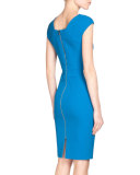 Barkis Wool Crepe Sheath Dress, Azure