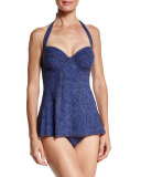 Denim Swimdress with Underwire, Blue