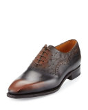 Wilfrid Ostrich & Leather Oxford Shoe, Brown