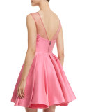 Floral-Embroidered Party Dress, Shocking Pink