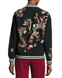 Lila Embroidered Bomber Jacket, Multicolor