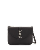 Tri-Pocket V-Flap Crossbody Bag, Black
