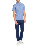 Cotton-Silk Polo Shirt, Light Blue