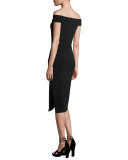Francella Off-the-Shoulder Fitted Midi Dress