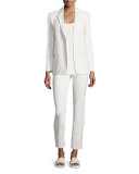 Two-Button Cotton-Blend Jacket, Ivory