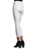 Kimmie Embroidered-Outseam Cropped Jeans, White