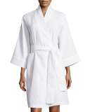 Waffle-Knit Short Wrap Robe, White