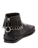 Montana Pebbled Leather Moccasin Bootie, Black