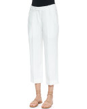 Cashmere-Blend Ankle Pants, Optic White