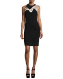 Swirl-Cutout Sleeveless Dress, Black/White