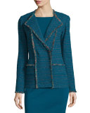 Tweed Double-Breasted Jacket, Tanzanite/Multi