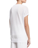 Short-Sleeve Pullover Top W/ Ribbed Hem