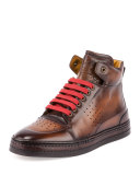 Playtime Leather High-Top Sneaker, Tobacco