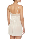 Lace-Trimmed Sleeveless Short Chemise, Ivory