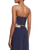 Saraphina Embroidered Strapless Crop Top, Blue