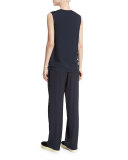 Ruched Tie-Side Silk Tank