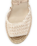 Kacy Raffia Wedge Espadrille Sandal, Powder