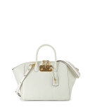 Brera32 Ostrich Satchel Bag, White
