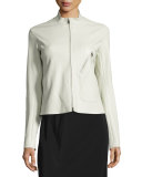 Tripton Leather Zip Jacket, Cream