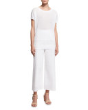 Cropped Eyelet Pants, White 