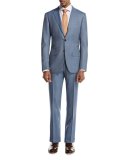 Plaid Super 160s Wool Two-Piece Suit, Light Gray
