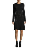 Ergonomic Flirty Long-Sleeve Dress, Black