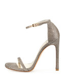 Nudist Ankle-Strap Sandal, Platinum