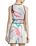 Sleeveless Mini Dress W/Contrast Trim, Rose/Nero/Lilla