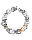 Classic Chain Hammered 18K & Silver Round Link Necklace