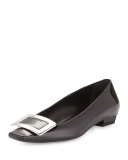 Belle Vivier Patent Buckle Ballerina Pump, Black