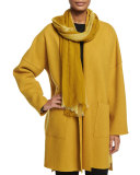 Striped Metallic-Border Scarf, Mustard Seed