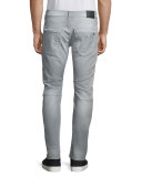 Rocco Overcast Moto Denim Jeans, Faded Slate