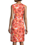 Sleeveless Floral-Print Pleated Dress