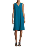 Sleeveless V-Neck Shift Dress, Petite 