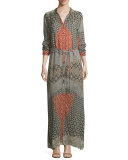 Wish Long-Sleeve Printed Maxi Dress, Multi 