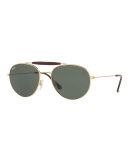 RB3540 Highstreet Aviator Sunglasses, Gold/Green