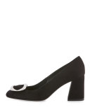 System Buckle Mid-Heel Pump, Black