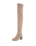 Suede Metal-Heel Over-The-Knee Boot, Argilla