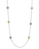 Dot Gold & Silver Large Ball Station Necklace, 36"