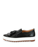 Lucca Calfskin Runway Sneaker with Oversized Tassels on Archival Sole, Black