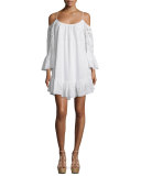 Off-The-Shoulder Eyelet Dress, White